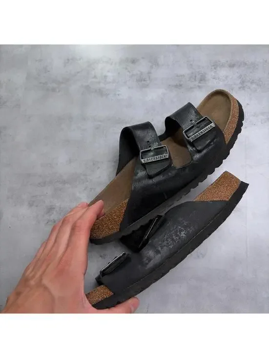 Y2K Black Birkenstock Arizona Leather Sandals - Picture 5 of 8